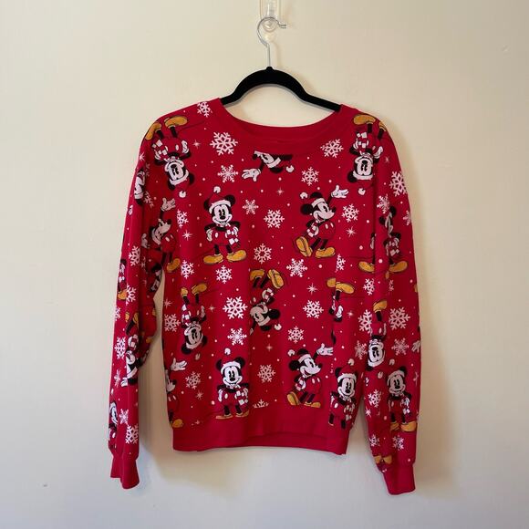Disney M pullover sweater Mickey Mouse fandom Christmas festive red Holiday - Picture 1 of 7